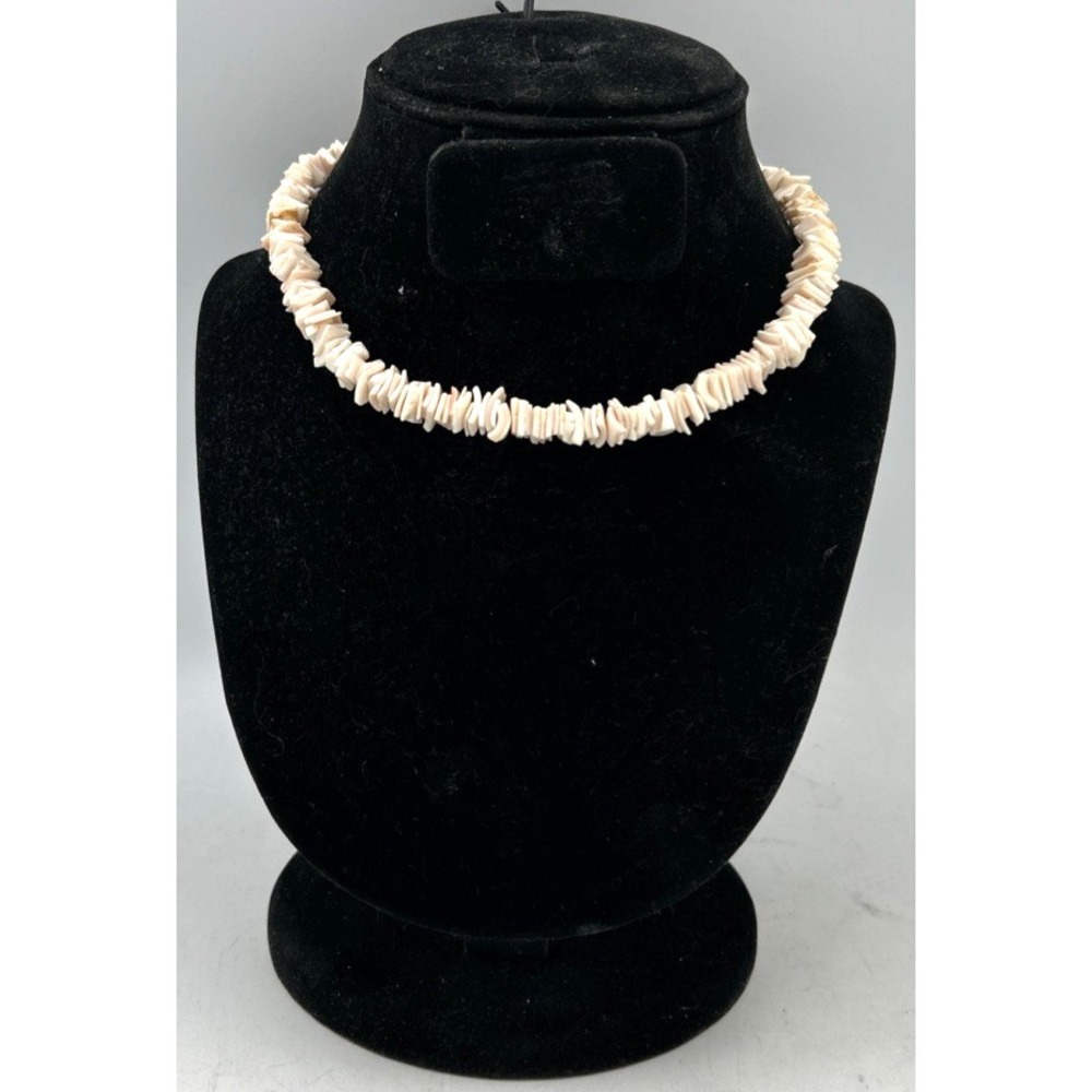 Vintage‎ PUKA Shell Choker Necklace Surfer Beach jewelry Hawaiian Barrel 14"